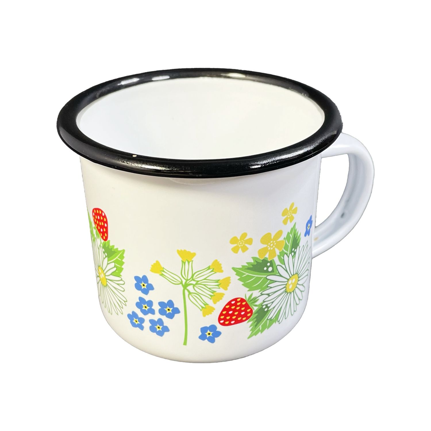 Enamel mug, summer flowers