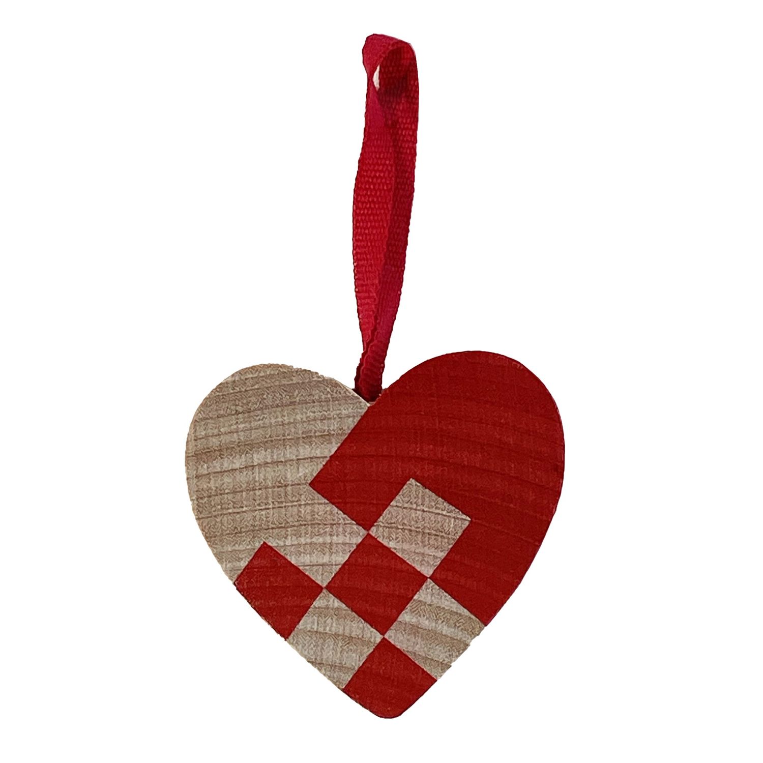 Heart Ornament, Red/Nat