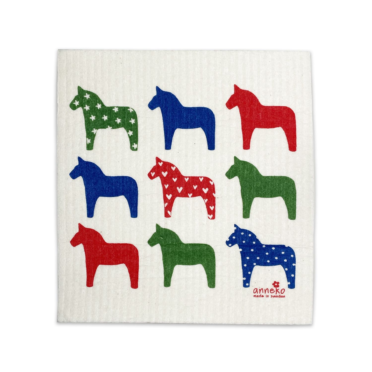 Dishcloth, Colorful Dalahorses