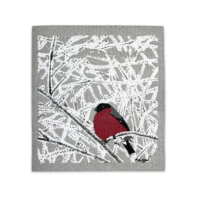 Dishcloth, Bullfinch on Snowy Branch