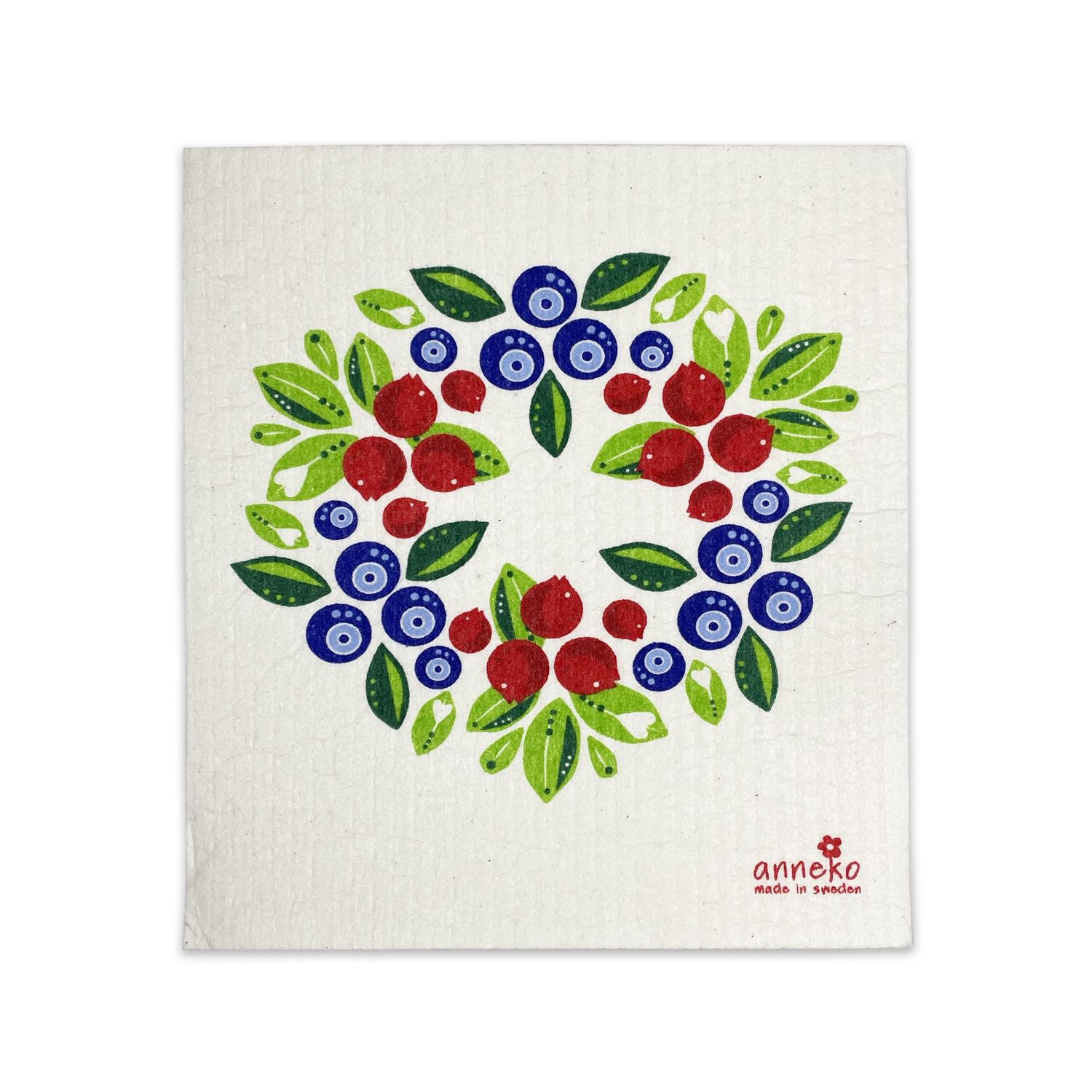 Dishcloth, Blueberry/Lingonberry Wreath