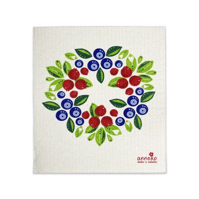 Dishcloth, Blueberry/Lingonberry Wreath