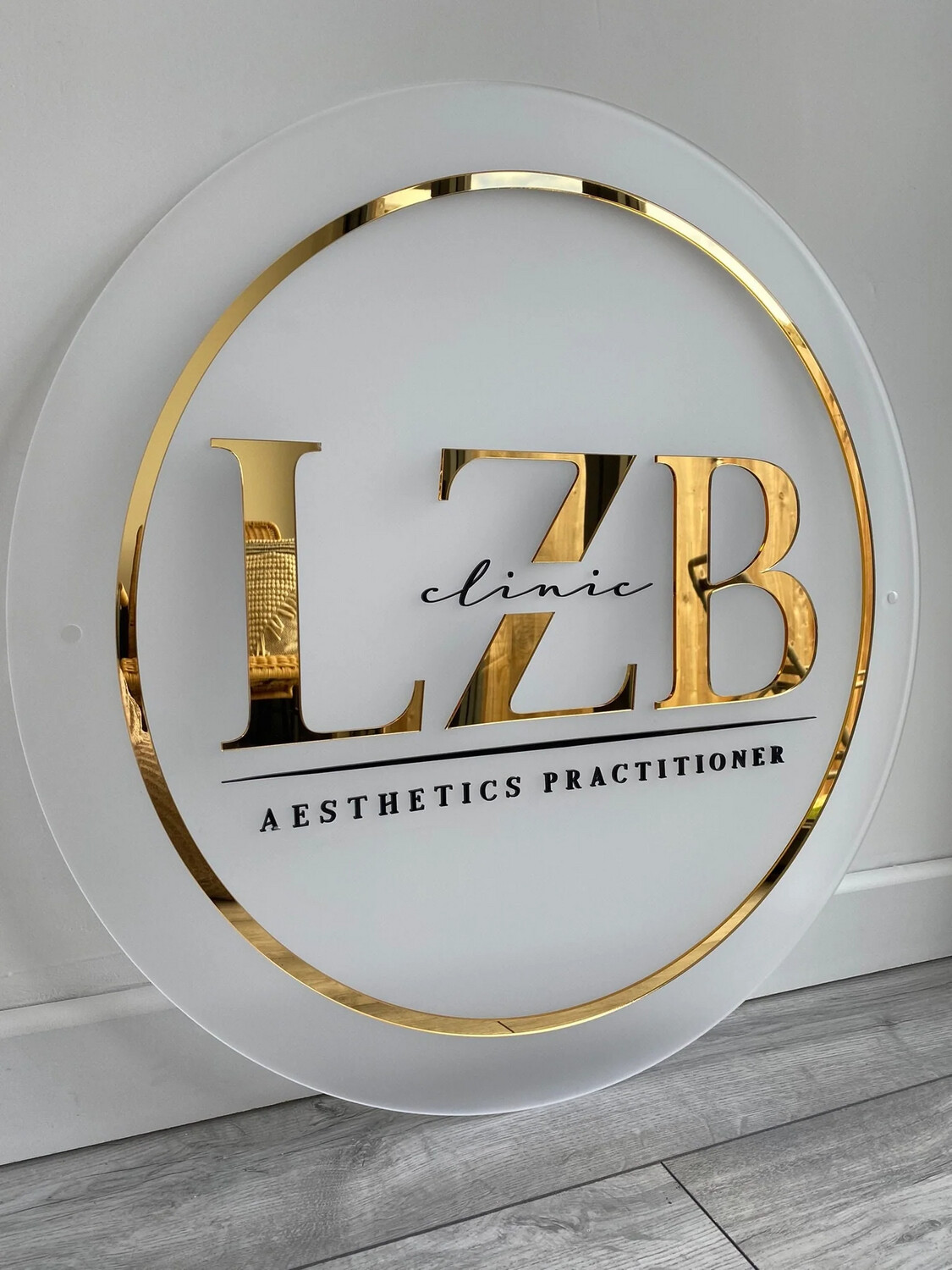 ACRYLIC BUSINESS SIGN | FROSTED CIRCLE WITH RIM