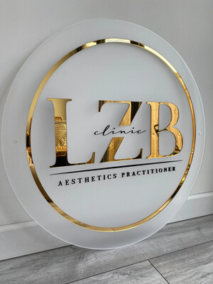 ACRYLIC BUSINESS SIGN | FROSTED CIRCLE WITH RIM
