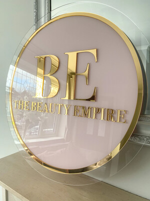 ACRYLIC BUSINESS SIGN | CIRCLE SIGN WITH RIM
