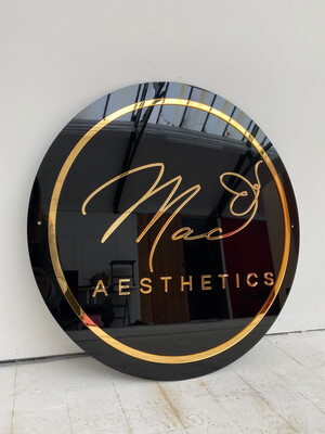 ACRYLIC BUSINESS SIGN | CIRCLE GLOSS BASE WITH RIM