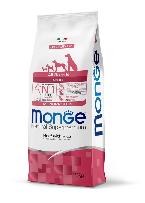 MONGE ADULT ALL BREEDS MANZO E RISO 12KG
