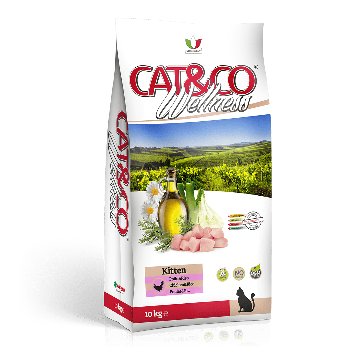 CAT&amp;CO WELLNESS KITTEN 10KG POLLO E RISO