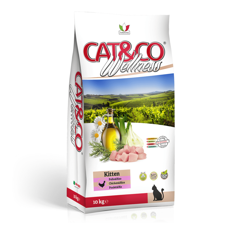 CAT&amp;CO WELLNESS KITTEN 10KG POLLO E RISO