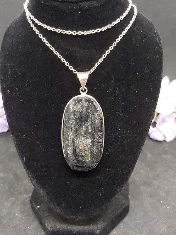 Raw Black Tourmaline Pendant, chain not included