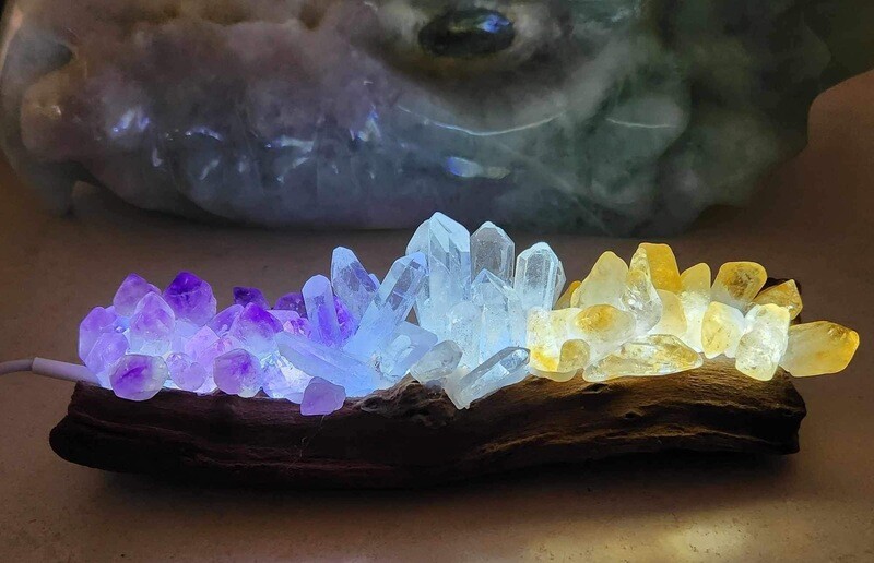 Amethyst, Clear Quartz and Citrine USB LED Lamp