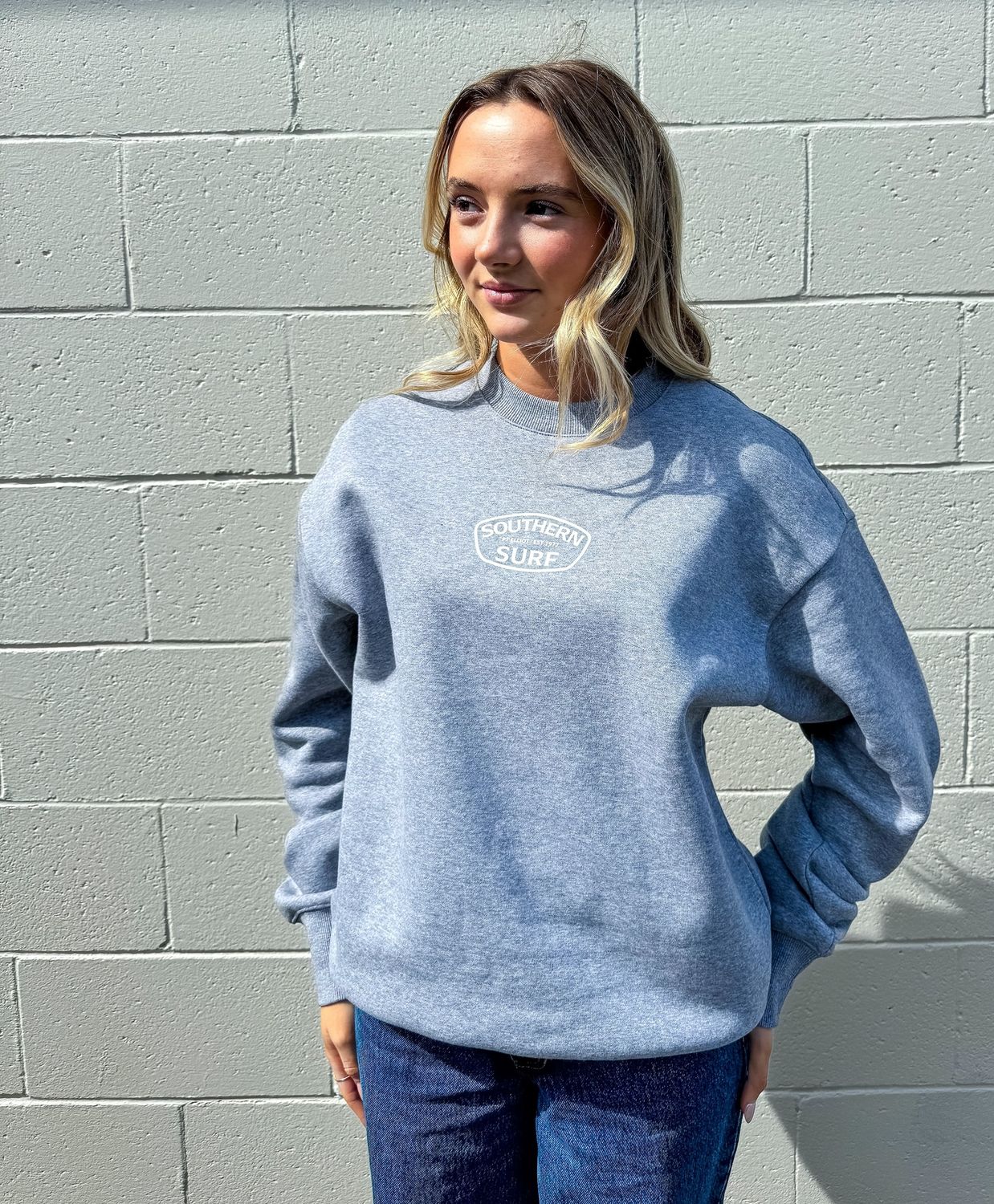 Southern Surf Heavy  ADULT CREW neck jumper Grey Marble 5145