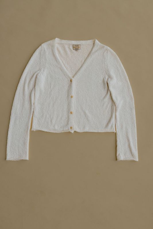 Mia White Textured Cardigan