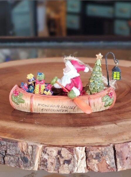 Santa Canoe Ornament