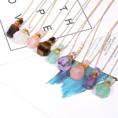 Premium Perfume bottle in healing crystal pendant necklace