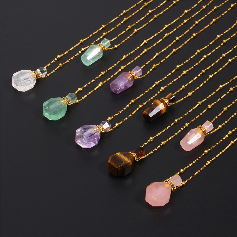 Premium Perfume bottle in healing crystal pendant necklace