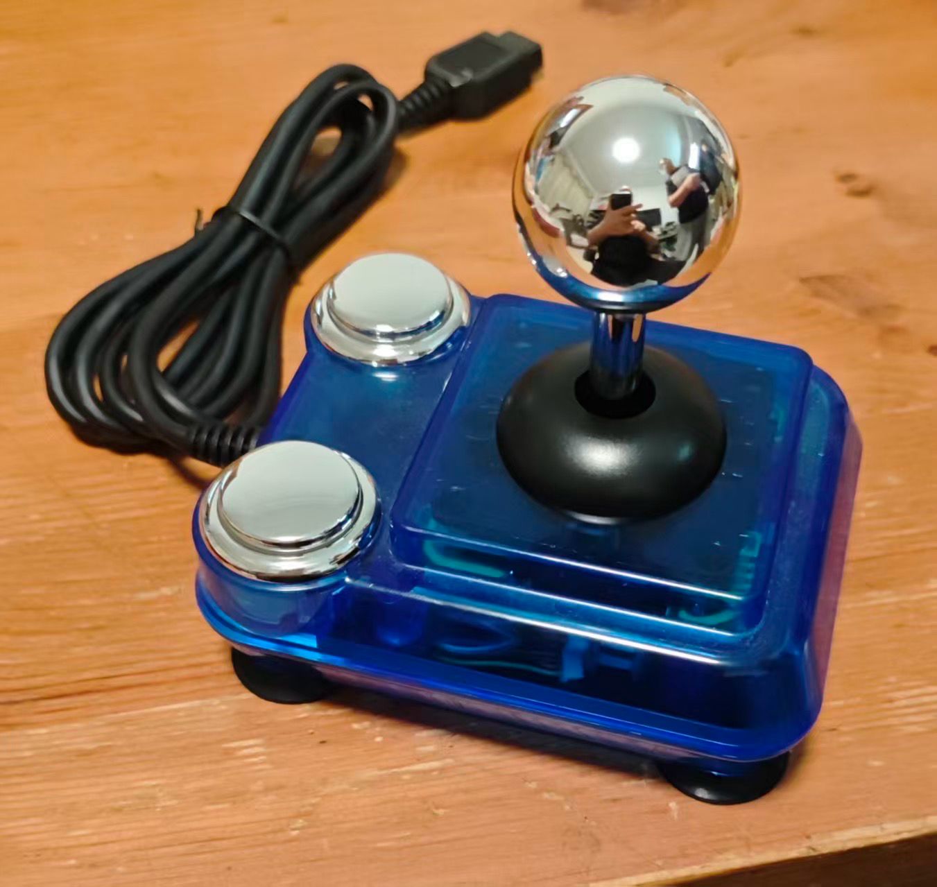 Limited Edition—— Sliver Star. (ArcadeR 9 pin ATARI standard Joystick With new extra soft and durable cable, Transparent Blue With Sliver Ball And Button)