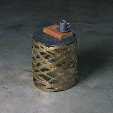 Stool wire wrap matt brass