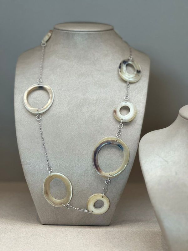 Necklace hoop and chain silver