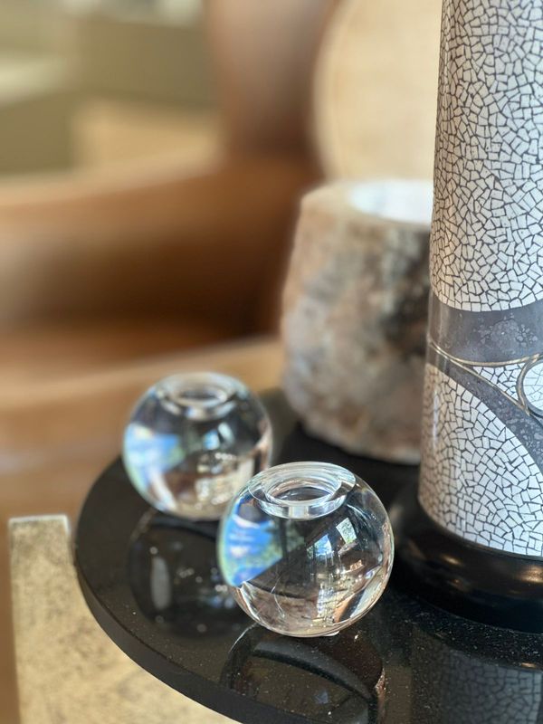 Candle Holder Round Crystal