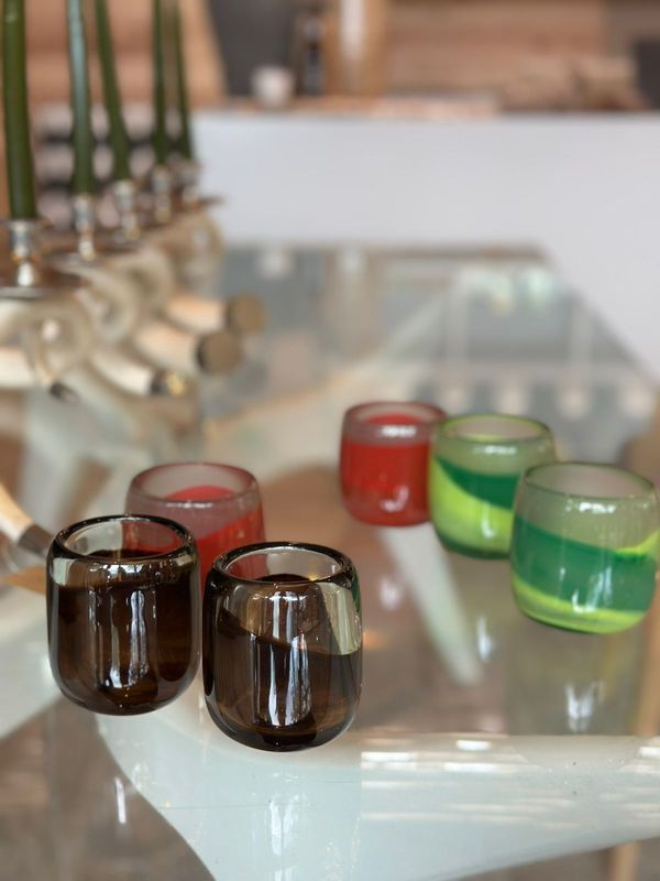 Glass Handcrafted Tealights Red