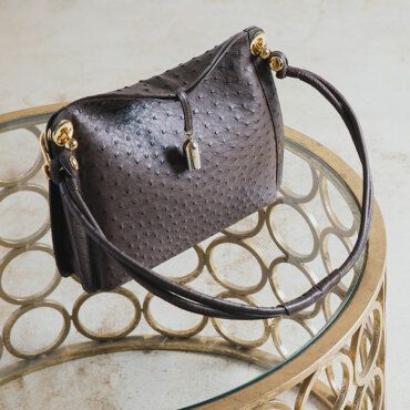 Handbag Ostrich Nicotine