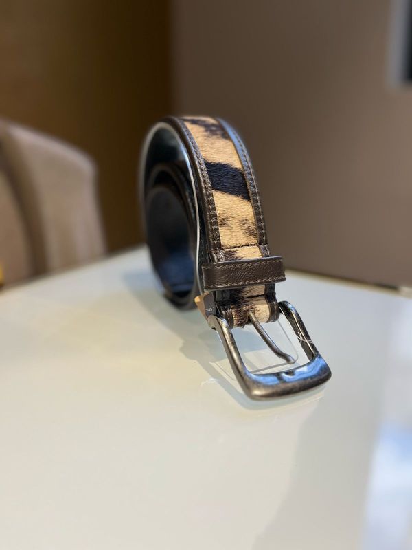 Belt Brown Leather with Zebra Skin