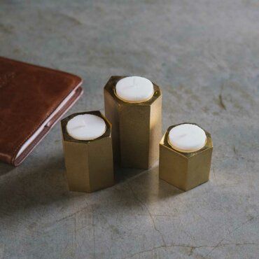 Brass T-Light Hexagonal