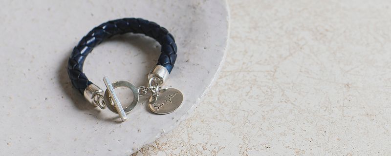 Bracelet Lthr &amp; S/Slvr Disc