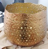 Planter Metal Hammered Brass Finish