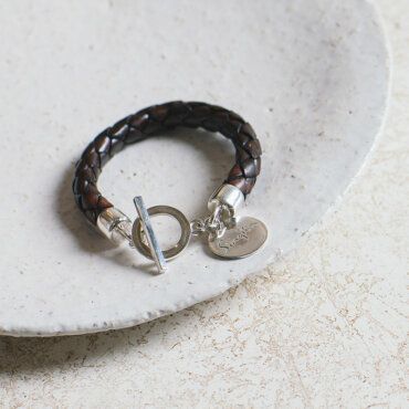 Bracelet Lthr &amp; S/Slvr Disc