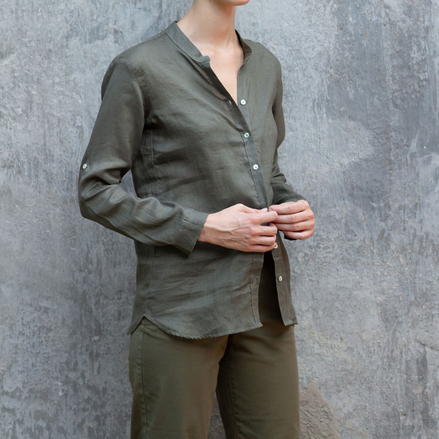 Shirt Linen Lds Mandarin