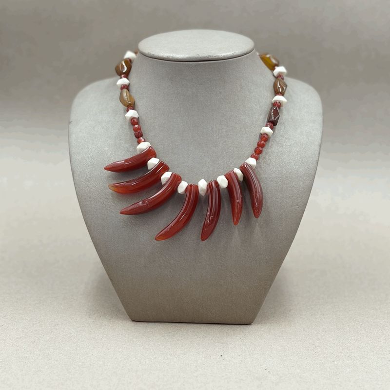 Necklace Carnelian Drops &amp; Bali Bone (Ja