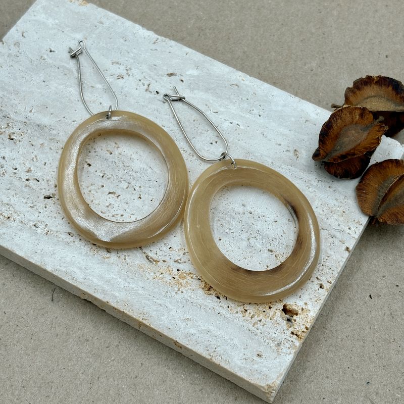 Earring nguni horn hoop and bead silver