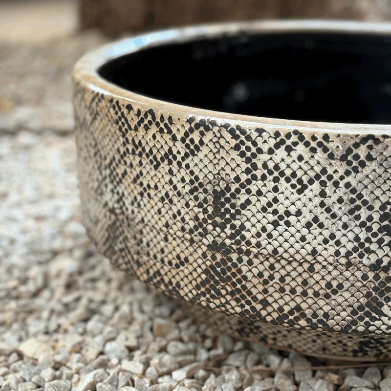 Bowl Ceramic Low Snake Print