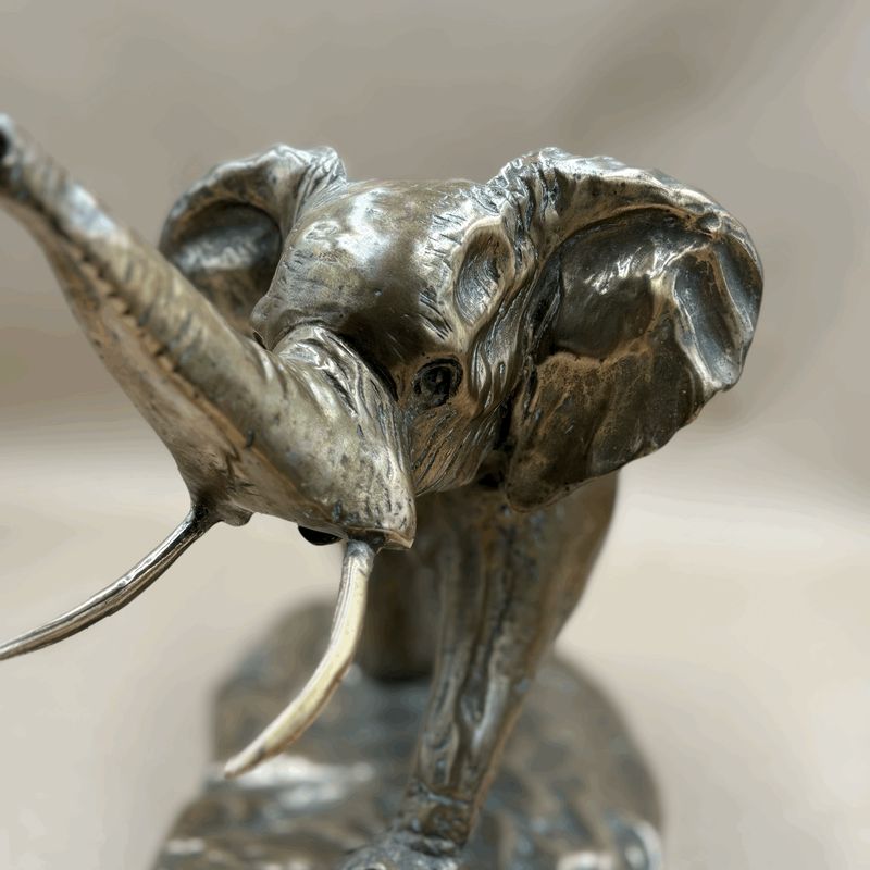 Elephant trunk up silver plated
