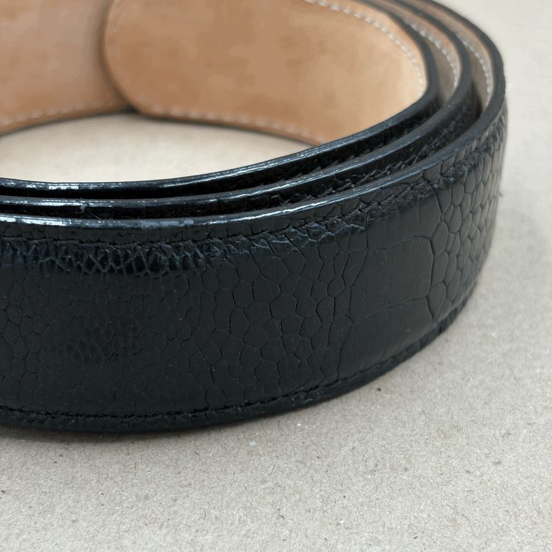 Belt Ostrich Leg Black