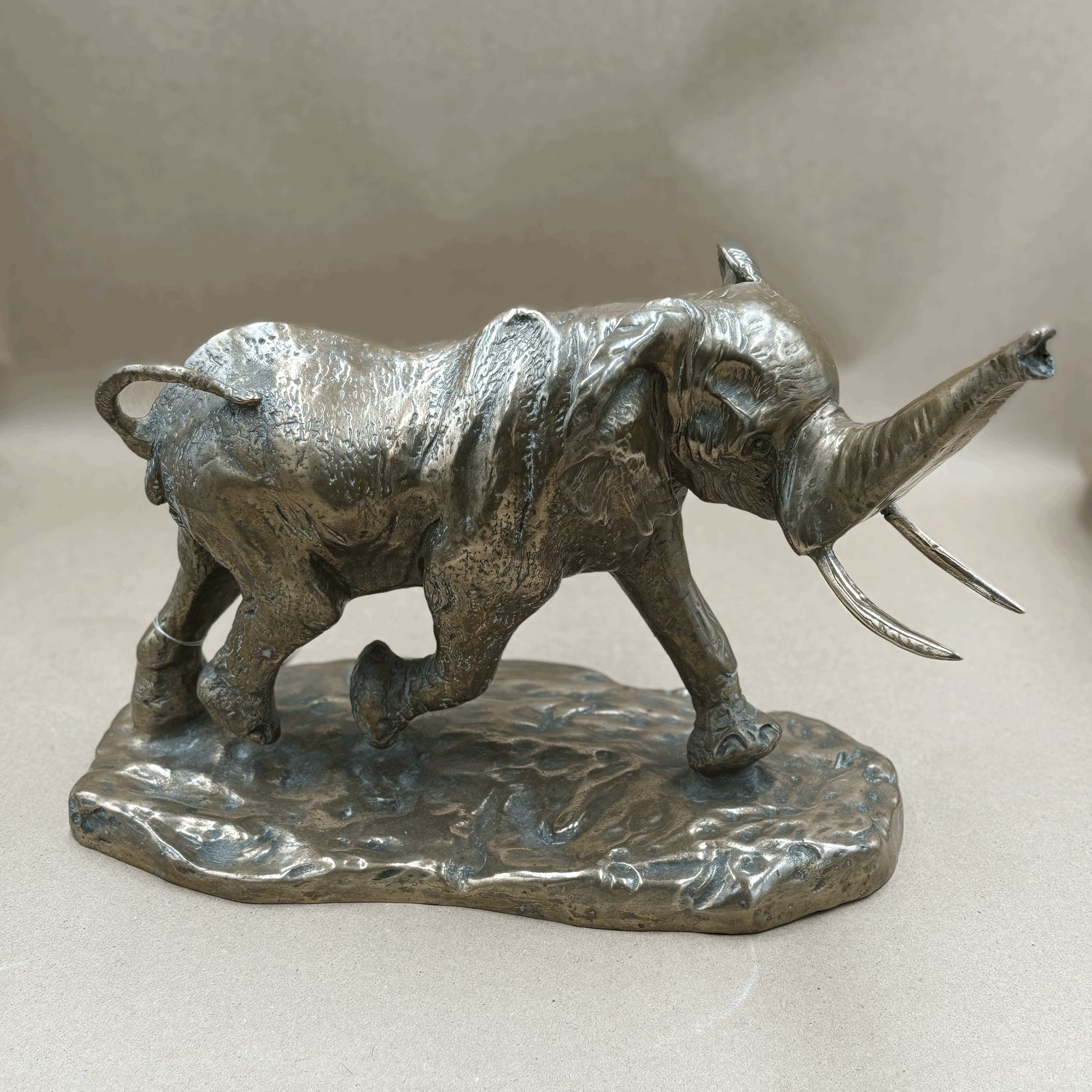Elephant trunk up silver plated