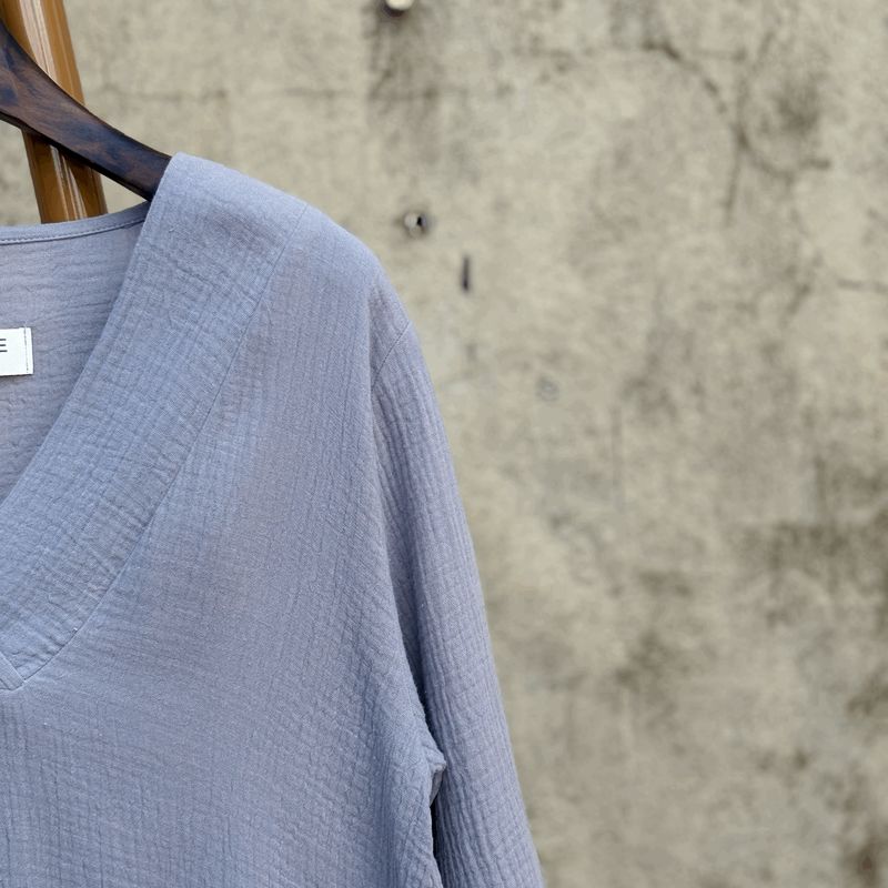 Kaftan Mykonos Short Grey Cotton Muslin