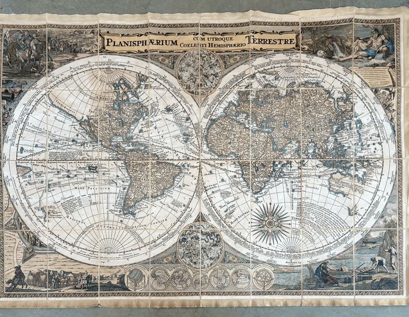 Map Planisphaerium Terrestre Cum 17th Ct