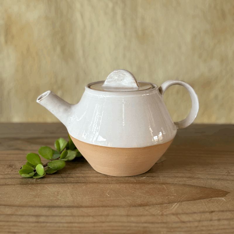 Teapot  Sandy Clay Milky Glaze