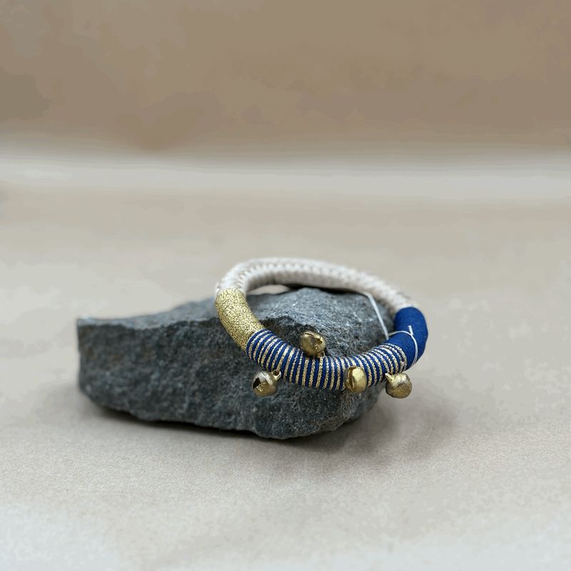 Bracelet Bell Blue Gld Whipping