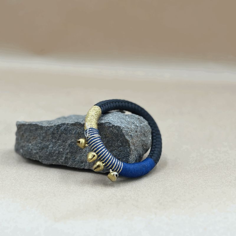 Bracelet Bell Blue Gld Whipping