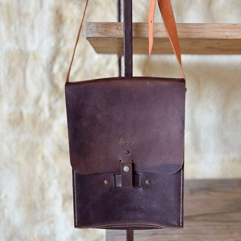 Bag Leather Satchel A4 Deep Brown