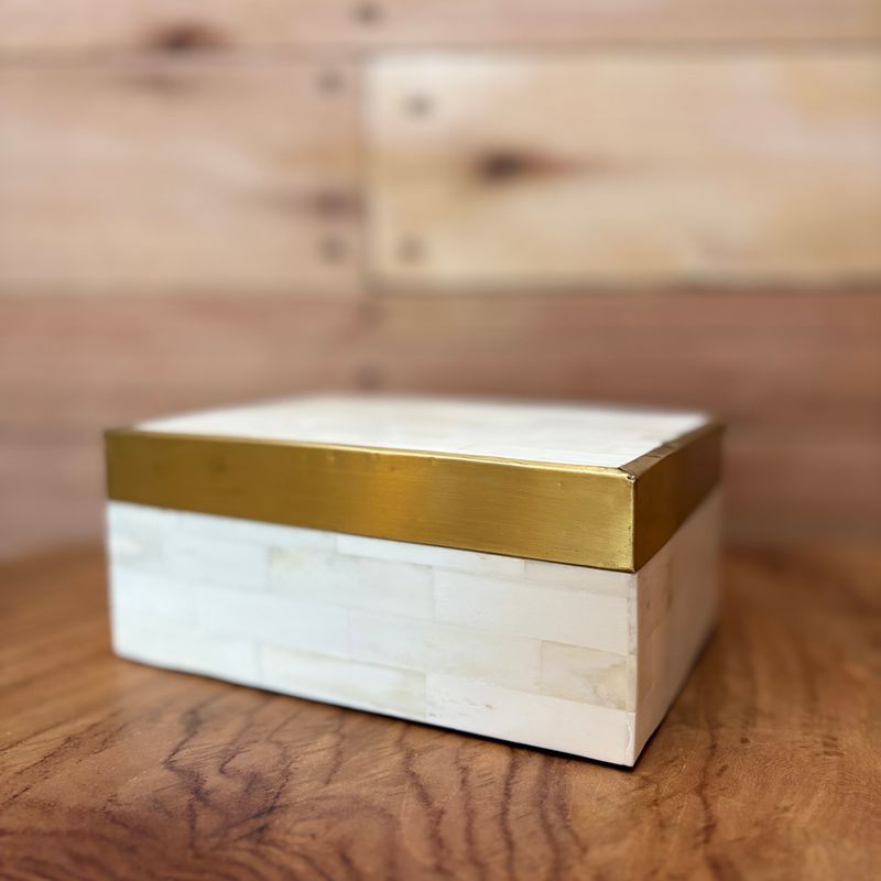 Box Bone Plain W Brass Trim M