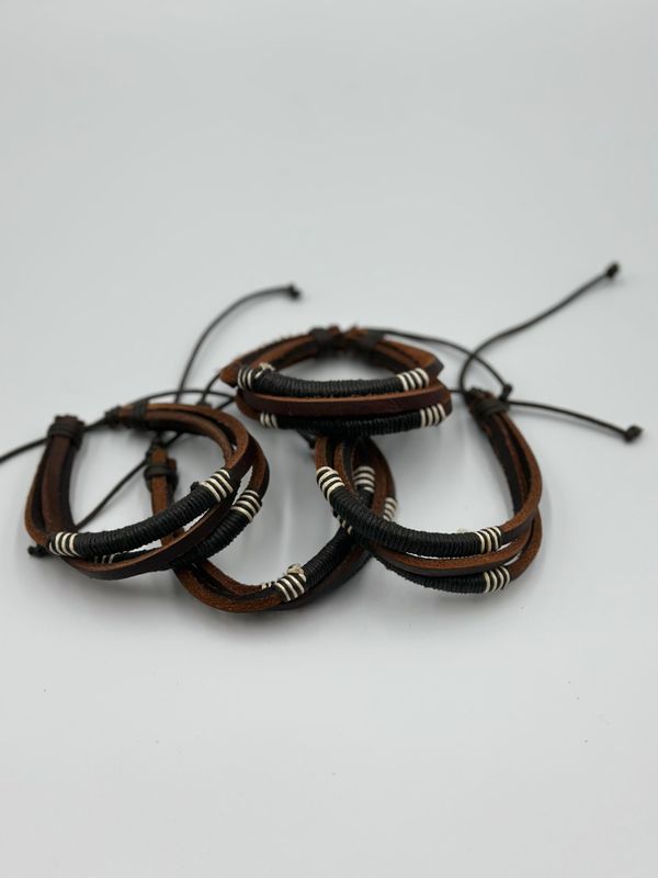 Bracelet Lthr 3 Row Brown