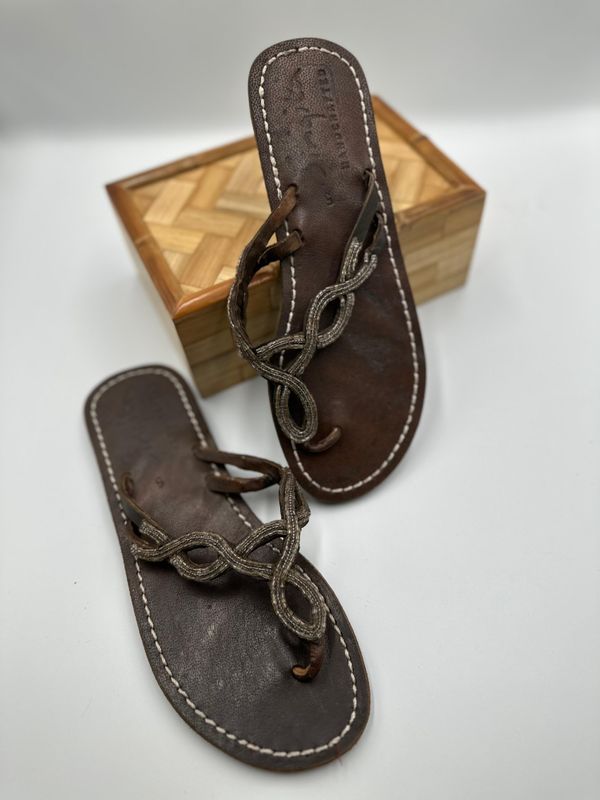 Kenyan Leather Beaded Sandals