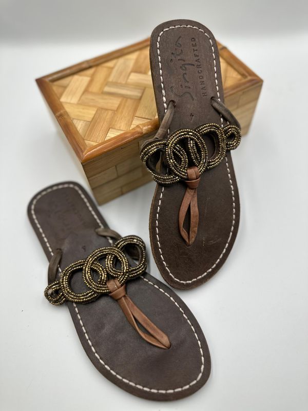 Kenyan Leather Beaded Sandals