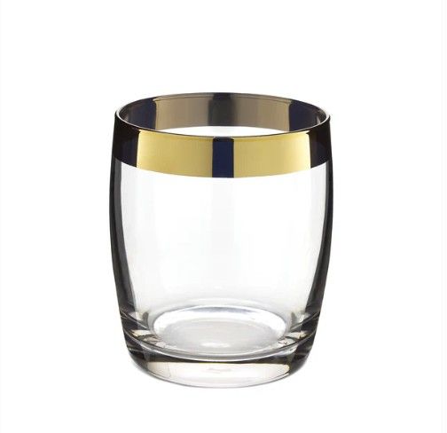 Glass Double Rocks Gold Trim