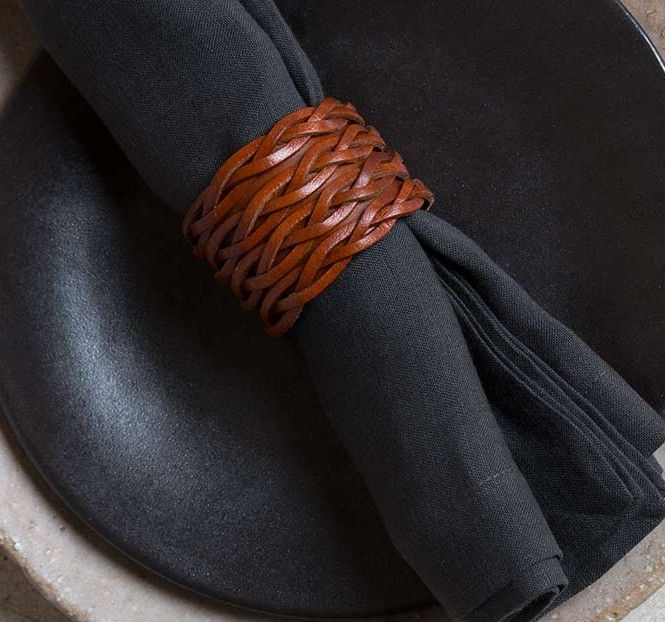 Bracelet Leather Wide Plaited